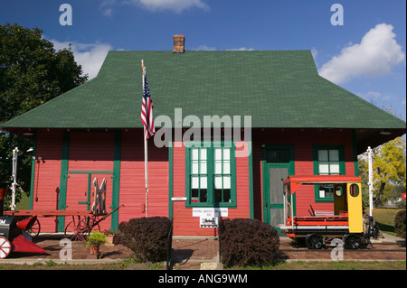 Stati Uniti d'America, Wisconsin, Mississippi River Valley, Pipino: Pipino Railroad Depot Museum Foto Stock