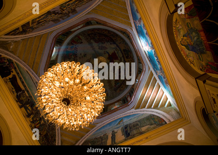 Soffitto decorato nella Santa Trinità, Addis Abeba, Etiopia, Africa Foto Stock