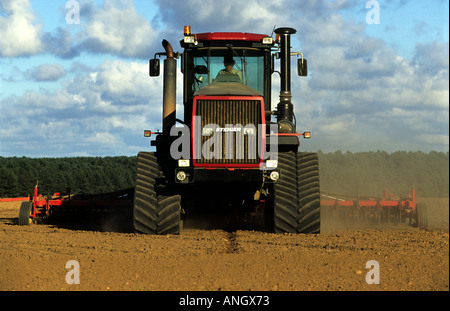 Caso Quad-Trac EXP trattore grano da cucire su un campo nel Suffolk REGNO UNITO Foto Stock