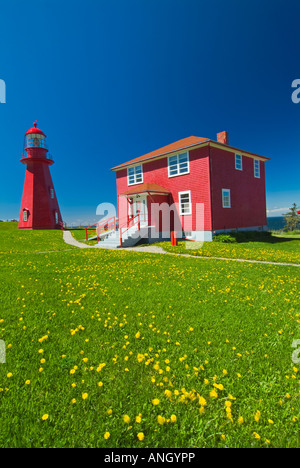 Faro sul golfo di San Lorenzo, La Martre, Quebec, Canada. Foto Stock