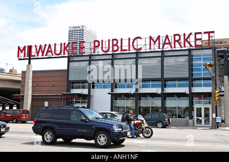 WISCONSIN Milwaukee esterno di Milwaukee Public indoor del mercato alimentare e produrre venue in terza Ward Foto Stock