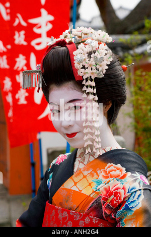 Maiko (apprendista geisha), il quartiere di Gion, Kyoto, Giappone Foto Stock