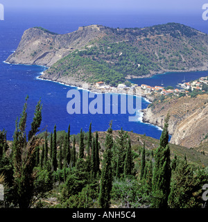 Vista su ASSOS CEFALONIA GRECIA Foto Stock