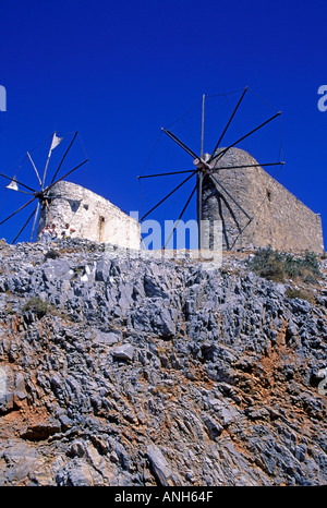 Mulini a vento di Lasithi creta Foto Stock