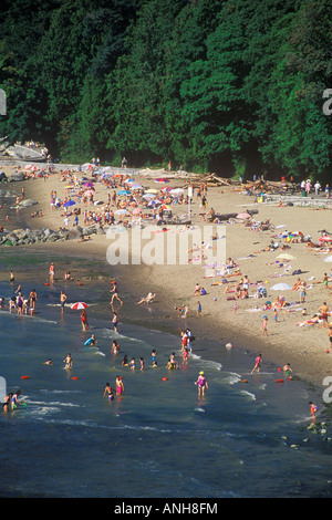 Vista della Terza Spiaggia, Stanley Park, Vancouver, British Columbia, Canada. Foto Stock