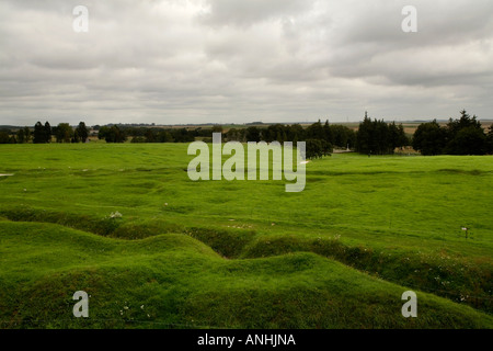 WW1 trincee alleate sul campo di battaglia presso il Terranova Memorial Park a Beaumont Hamel in Francia Foto Stock