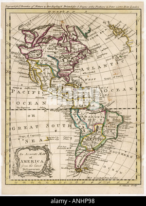 Mappa N S America C1750 Foto Stock