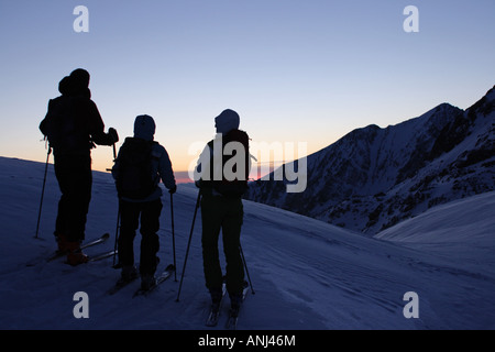 Gli alpini sciatori, Alti Tatra, Zlomiskova dolina Slovacchia Foto Stock