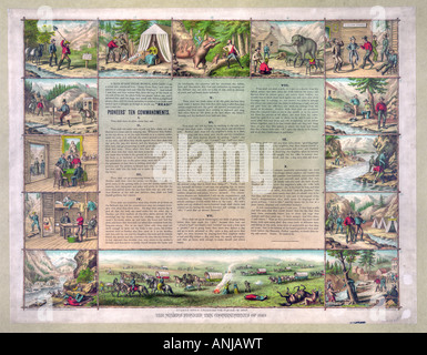 Scene quando attraversano le pianure 1849 litografia da Kurz Allison 1887 Foto Stock