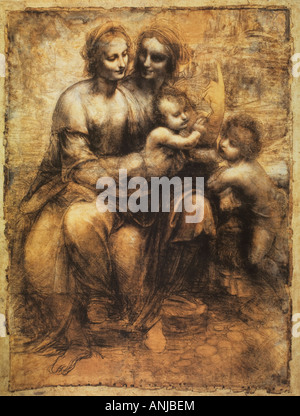 La Vergine con il Bambino e Sant'Anna di Leonardo da Vinci Foto Stock