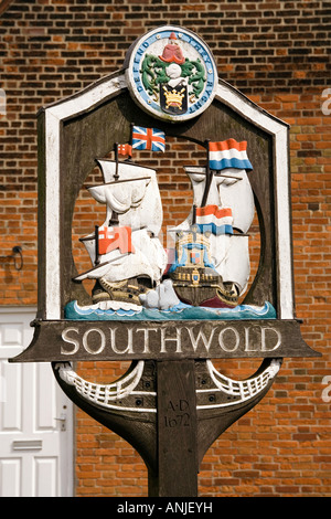 Regno Unito Suffolk Southwold High Street Town segno Foto Stock