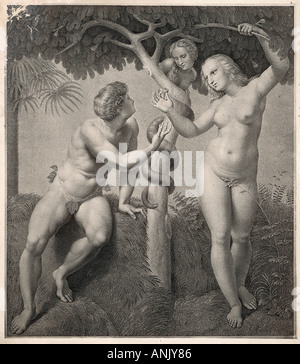 Adam Eve Fig Tree Foto Stock