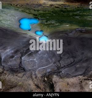 Foto aerea di fiumi e laghi nelle Highlands di Islanda Foto Stock