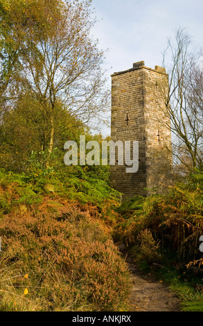 L'Earl Grey Tower per la commemorazione del 1832 riforma di legge su Stanton Moor nel Parco Nazionale di Peak District Derbyshire England Regno Unito Foto Stock