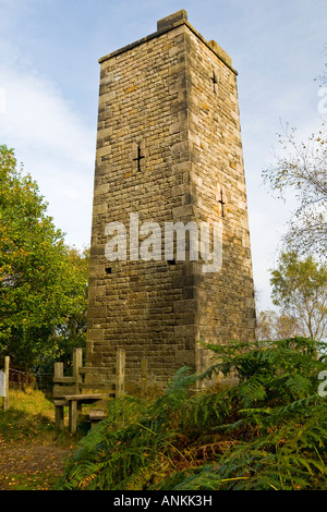 L'Earl Grey Tower per la commemorazione del 1832 riforma di legge su Stanton Moor nel Parco Nazionale di Peak District Derbyshire England Regno Unito Foto Stock