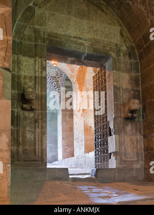 Lion Gate, entrata principale, cittadella di Aleppo, Siria Foto Stock