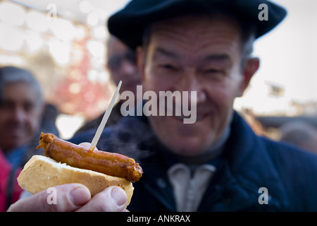 Chistorra un tipo di salsiccia in Navarra Spagna Foto Stock