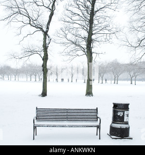 Prima neve della stagione in Edinburgh Prati Foto Stock