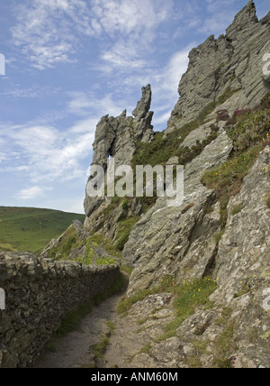 Costa sud-ovest al di sotto del percorso Sharp Tor vicino a Salcombe, South Devon Foto Stock