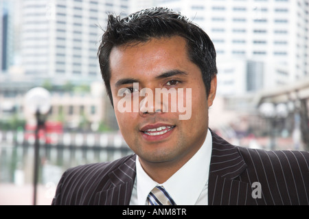 Giovane imprenditore di Pacific Islander sfondo Foto Stock