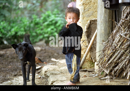 Un momento catturato in fiore villaggio hmong in Vietnam del Nord Foto Stock