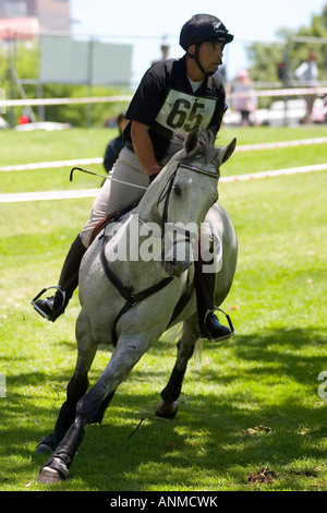 Adelaide International Horse Trials 2005 concorrente durante il cross country course in Australia Foto Stock