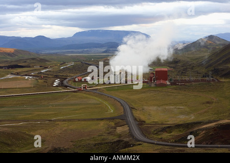 Krafla Centrale geotermica Islanda Foto Stock