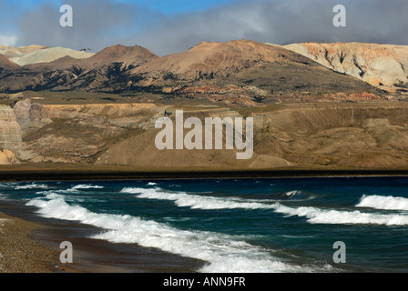 Penisola tra laghi Posadas e Pueyrredón, Lago Posadas, Provincia di Santa Cruz, Argentina, Sud America Foto Stock