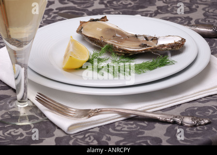 Oyster con champagne Foto Stock