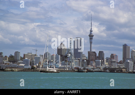 Nuova Zelanda Auckland Skyline compresa la Sky Tower Foto Stock