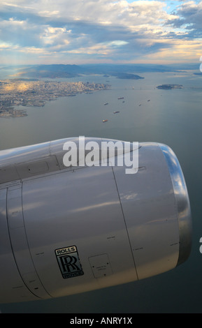 Vista aerea di San Francisco e della zona della baia dopo la partenza da SFO, California Foto Stock