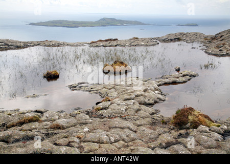 L'Isola di Muck come visto da un Sgurr, Isola di Eigg, Scozia Foto Stock