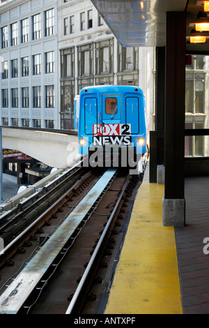 Il people mover sistema di metropolitana il centro città di Detroit, Michigan MI Foto Stock