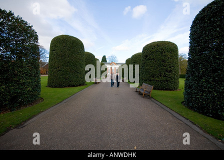 Percorso con hedge per andare al ristorante Orangery e a Kensington Palace di Londra Foto Stock