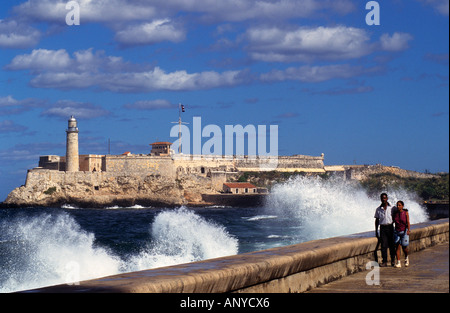 Cuba, La Habana, Castillo de los Tres Santos Reyes del Morro Foto Stock