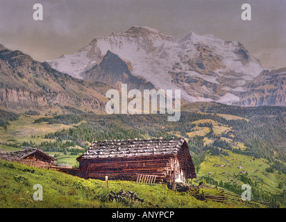 Wengen e Jungfrau, Oberland bernese, Svizzera Foto Stock