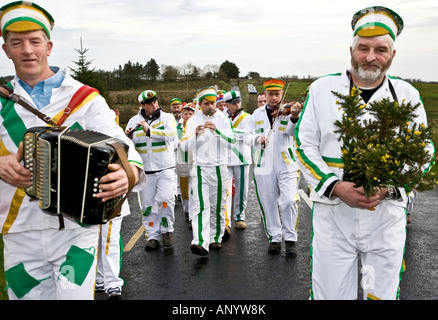 Membri del tradizionale Natale Wren Boys Parade, County Limerick, Irlanda Foto Stock