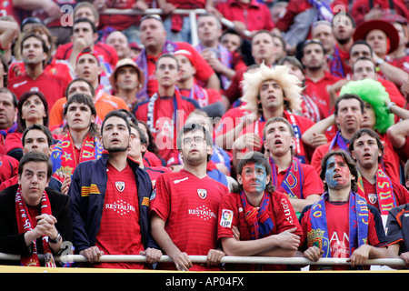 Stand affollato con CA Osasuna fan. Foto Stock