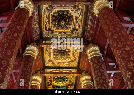 Soffitto pilastri dei BOT a WAT NA PRAMAN WAT NAPHRAMERU costruito da RAMADHIBODI AYUTTHAYA THAILANDIA Foto Stock