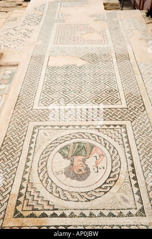 Pavimento a mosaico in casa di Eustolios, Kourion, vicino a Limassol, South Coast, Cipro Foto Stock