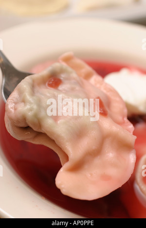 Vushka borscht in una specialità ucraino Foto Stock