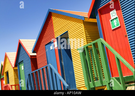 Spogliatoi su San Giacomo Beach, Cape Peninsula, Western Cape, Sud Africa Foto Stock