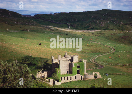 Rovine del Castello vicino a Clifden, Galway, Repubblica di Irlanda Foto Stock