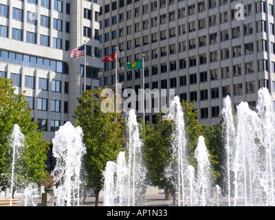 Le fontane sulla Civic Center Plaza Main Street Memphis, Stati Uniti d'America Foto Stock