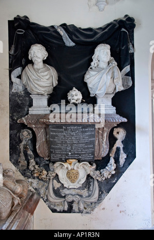 Lowther Castle, Cumbria, Regno Unito. La Chiesa di San Michele, 1686. Monumento a Sir C Lowther e Sir J Lowther 17c Foto Stock