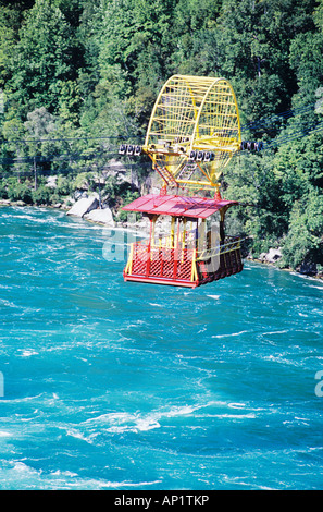 Idromassaggio spagnolo aero funivia sopra fiume Niagara, a valle da Niagara Falls, Ontario, Canada Foto Stock