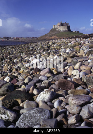 Il Castello Lindisfarne Isola Santa Northumberland Coast Foto Stock