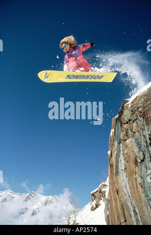 Snowboard a Snowbird Ski Resort in Utah vicino a Salt Lake City Foto Stock