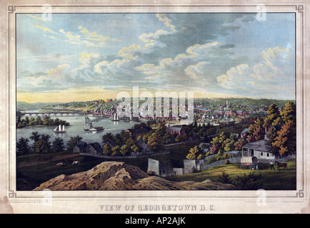 Vista di Georgetown a Washington D.C. 1855 Foto Stock
