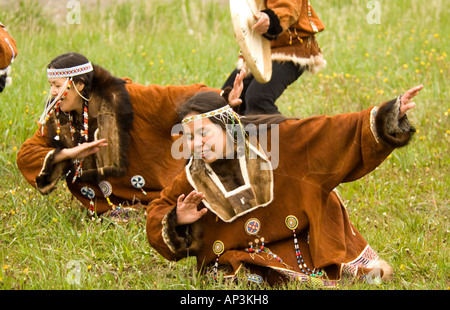 Popolare Koryak nativi del villaggio Ossora dalla penisola di Kamchatka, Russia Foto Stock